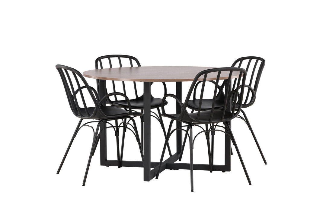 Venture Home Durango Dining Table - Black / Walnut MDF +Dyrön Dining Chair - Black Polypropylene _4