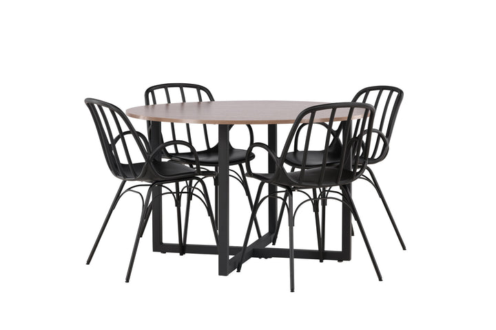 Venture Home Durango Dining Table - Black / Walnut MDF +Dyrön Dining Chair - Black Polypropylene _4