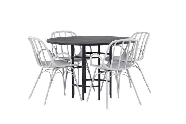 Venture Home Copenhagen Dining Table - Black / Black Veneer +Dyrön Dining Chair - Greige Polypropylene _4