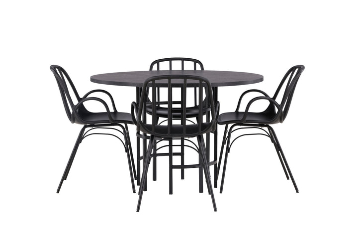 Venture Home Copenhagen Dining Table - Black / Black Veneer +Dyrön Dining Chair - Black Polypropylene _4