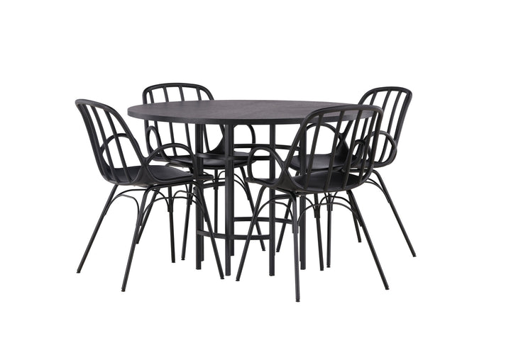 Venture Home Copenhagen Dining Table - Black / Black Veneer +Dyrön Dining Chair - Black Polypropylene _4