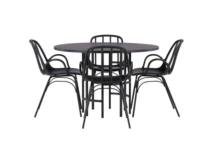 Venture Home Copenhagen Dining Table - Black / Black Veneer +Dyrön Dining Chair - Black Polypropylene _4