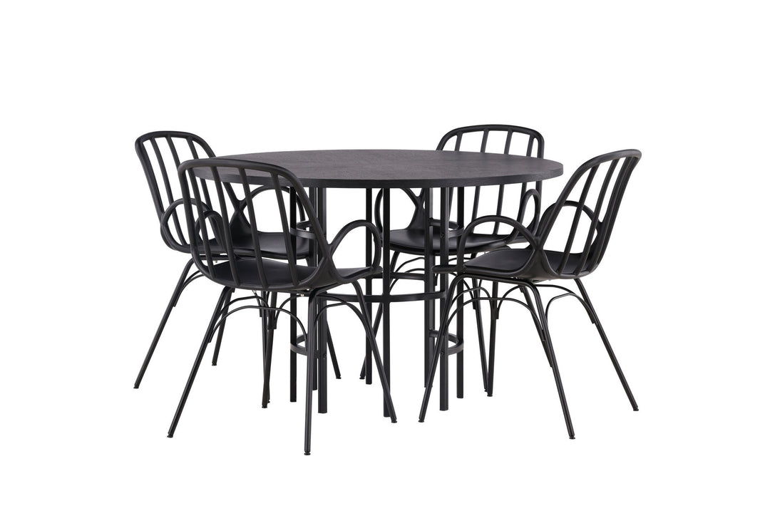 Venture Home Copenhagen Dining Table - Black / Black Veneer +Dyrön Dining Chair - Black Polypropylene _4
