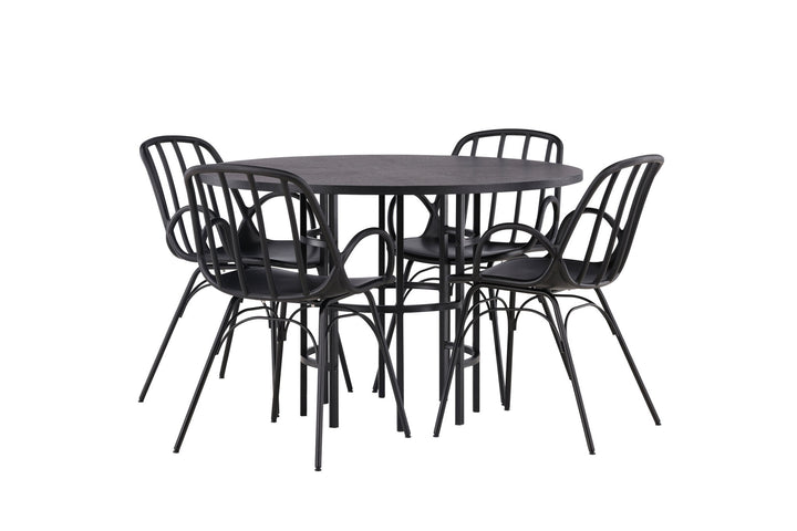 Venture Home Copenhagen Dining Table - Black / Black Veneer +Dyrön Dining Chair - Black Polypropylene _4
