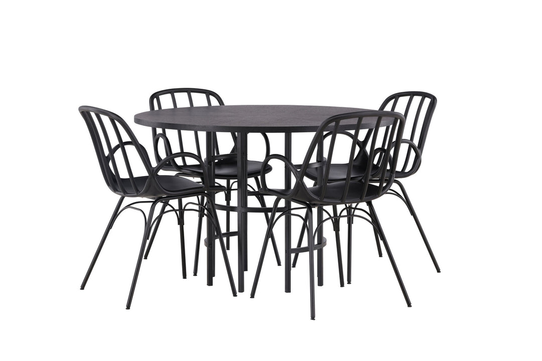 Venture Home Copenhagen Dining Table - Black / Black Veneer +Dyrön Dining Chair - Black Polypropylene _4