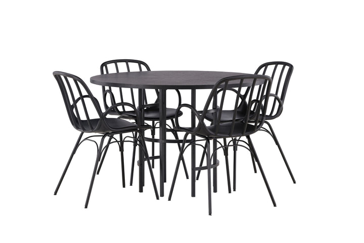 Venture Home Copenhagen Dining Table - Black / Black Veneer +Dyrön Dining Chair - Black Polypropylene _4