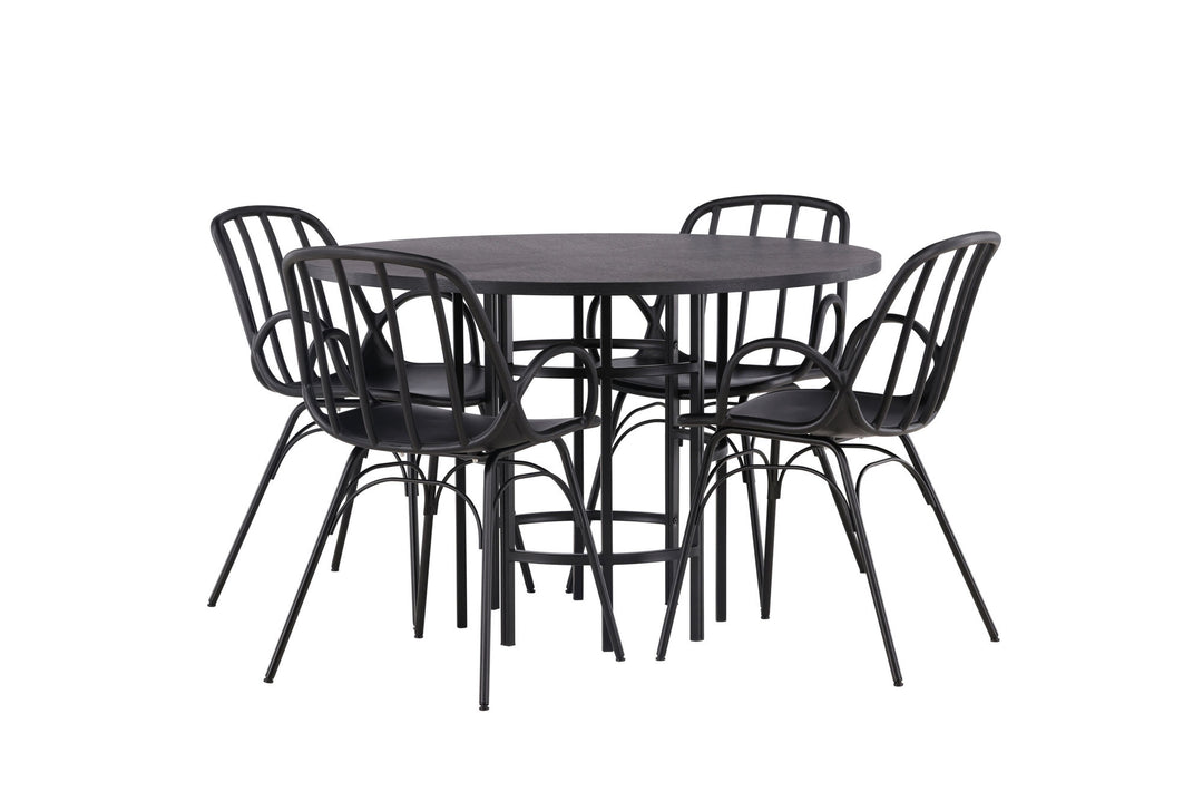 Venture Home Copenhagen Dining Table - Black / Black Veneer +Dyrön Dining Chair - Black Polypropylene _4