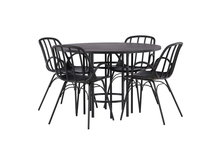 Venture Home Copenhagen Dining Table - Black / Black Veneer +Dyrön Dining Chair - Black Polypropylene _4