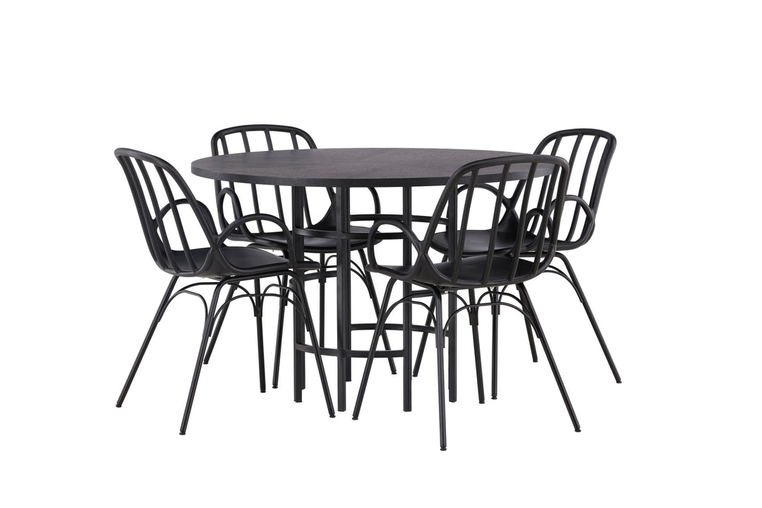 Venture Home Copenhagen Dining Table - Black / Black Veneer +Dyrön Dining Chair - Black Polypropylene _4