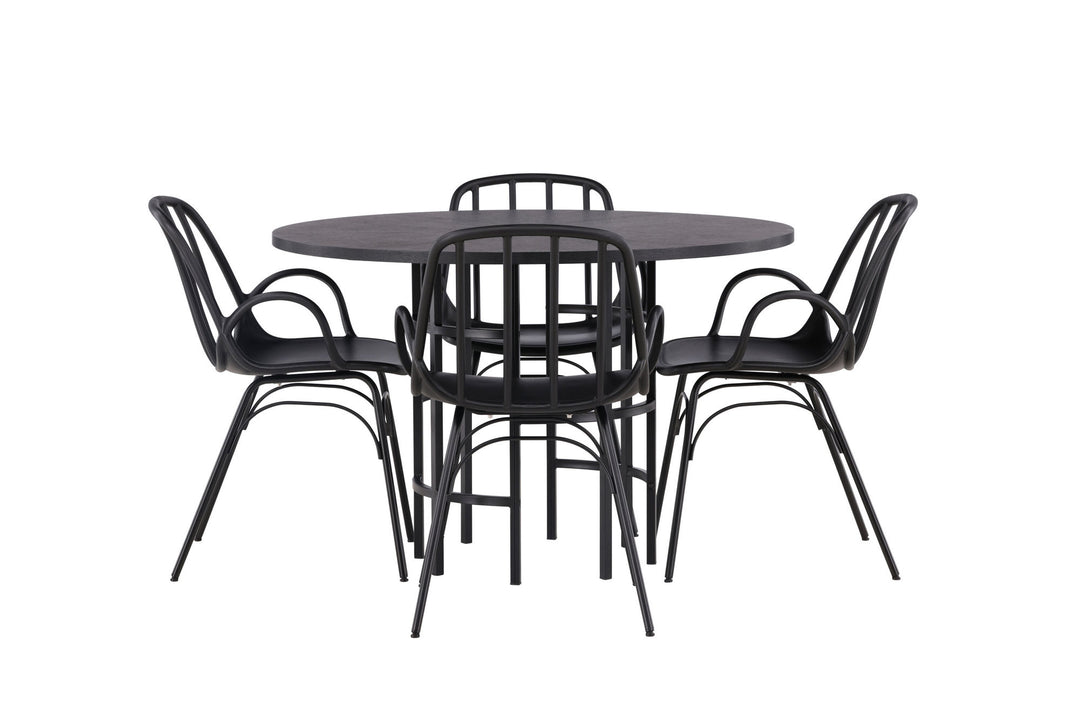 Venture Home Copenhagen Dining Table - Black / Black Veneer +Dyrön Dining Chair - Black Polypropylene _4