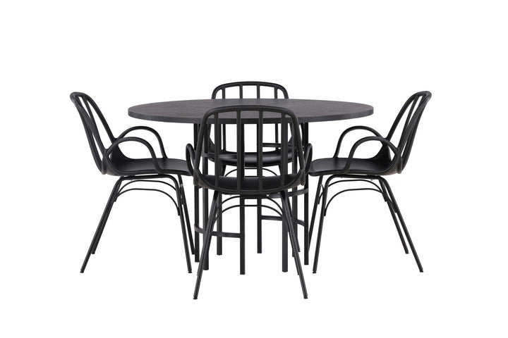 Venture Home Copenhagen Dining Table - Black / Black Veneer +Dyrön Dining Chair - Black Polypropylene _4