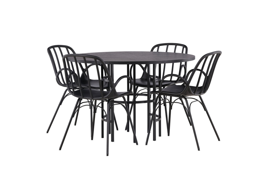 Venture Home Copenhagen Dining Table - Black / Black Veneer +Dyrön Dining Chair - Black Polypropylene _4