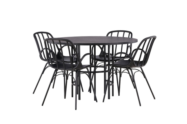 Venture Home Copenhagen Dining Table - Black / Black Veneer +Dyrön Dining Chair - Black Polypropylene _4