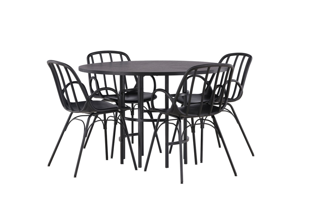 Venture Home Copenhagen Dining Table - Black / Black Veneer +Dyrön Dining Chair - Black Polypropylene _4