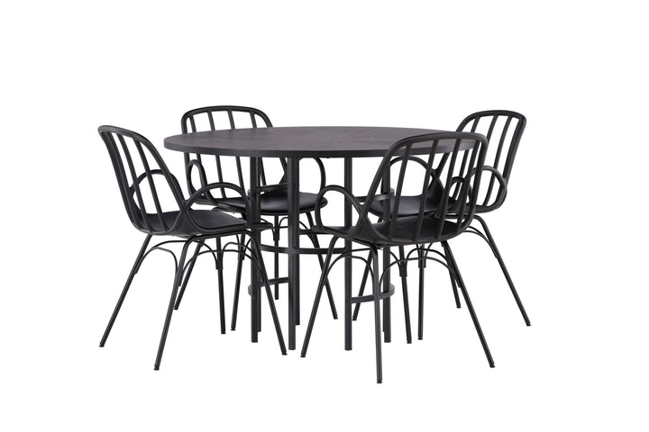 Venture Home Copenhagen Dining Table - Black / Black Veneer +Dyrön Dining Chair - Black Polypropylene _4