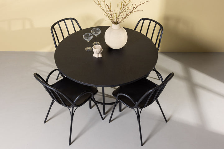 Venture Home Copenhagen Dining Table - Black / Black Veneer +Dyrön Dining Chair - Black Polypropylene _4