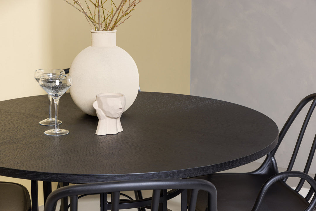 Venture Home Copenhagen Dining Table - Black / Black Veneer +Dyrön Dining Chair - Black Polypropylene _4
