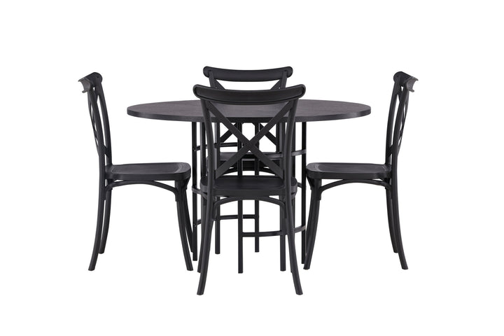 Venture Home Copenhagen Dining Table - Black / Black Veneer +Crosett Dining Chair - Matte Black / Matte Black Plastic _4