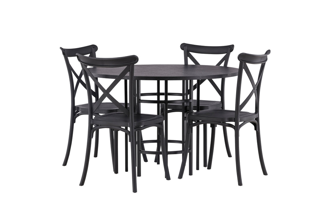Venture Home Copenhagen Dining Table - Black / Black Veneer +Crosett Dining Chair - Matte Black / Matte Black Plastic _4