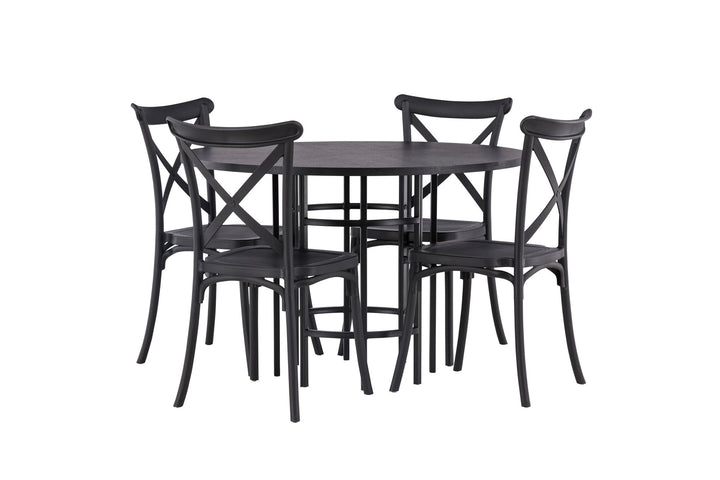 Venture Home Copenhagen Dining Table - Black / Black Veneer +Crosett Dining Chair - Matte Black / Matte Black Plastic _4