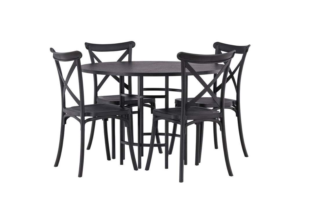 Venture Home Copenhagen Dining Table - Black / Black Veneer +Crosett Dining Chair - Matte Black / Matte Black Plastic _4