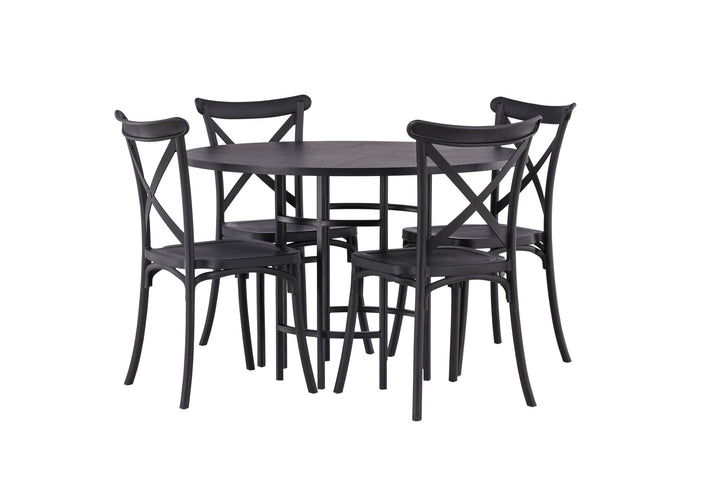 Venture Home Copenhagen Dining Table - Black / Black Veneer +Crosett Dining Chair - Matte Black / Matte Black Plastic _4