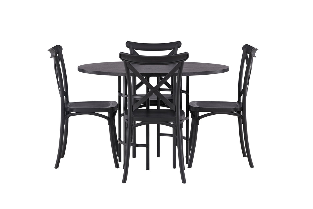 Venture Home Copenhagen Dining Table - Black / Black Veneer +Crosett Dining Chair - Matte Black / Matte Black Plastic _4