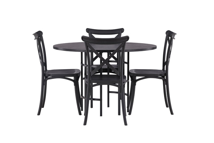 Venture Home Copenhagen Dining Table - Black / Black Veneer +Crosett Dining Chair - Matte Black / Matte Black Plastic _4