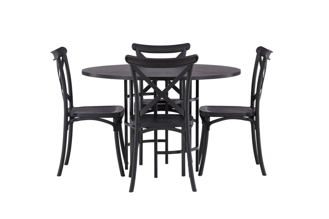 Venture Home Copenhagen Dining Table - Black / Black Veneer +Crosett Dining Chair - Matte Black / Matte Black Plastic _4