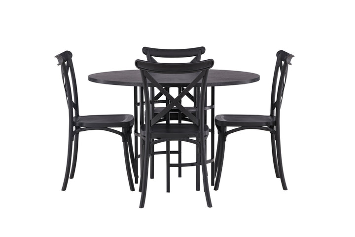 Venture Home Copenhagen Dining Table - Black / Black Veneer +Crosett Dining Chair - Matte Black / Matte Black Plastic _4