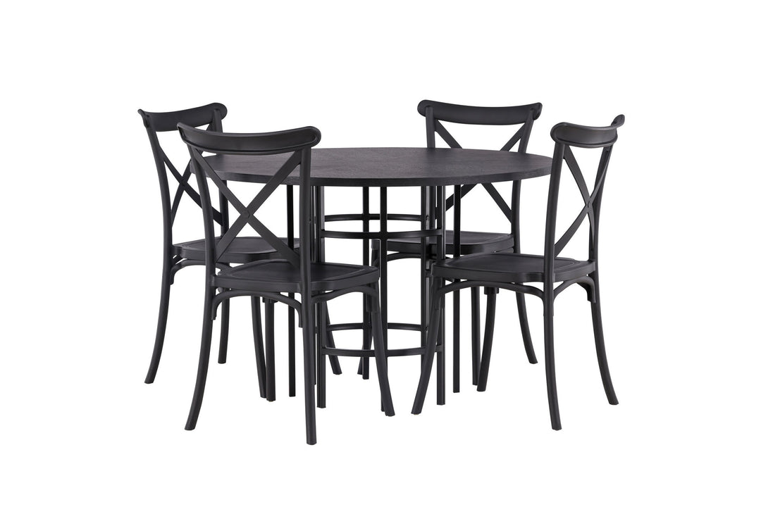 Venture Home Copenhagen Dining Table - Black / Black Veneer +Crosett Dining Chair - Matte Black / Matte Black Plastic _4