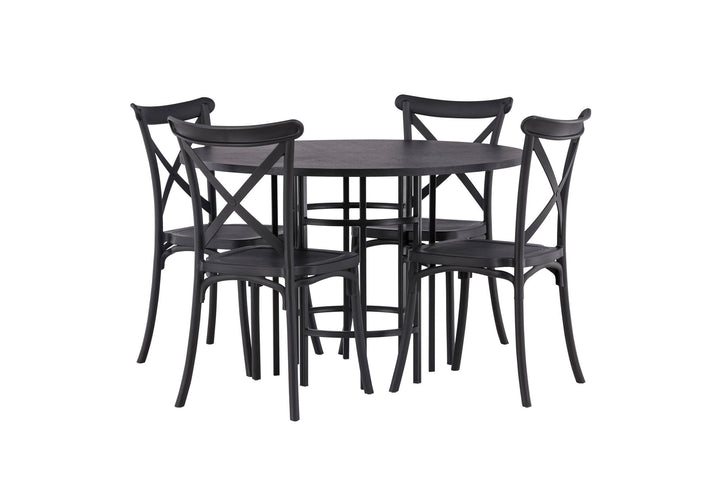 Venture Home Copenhagen Dining Table - Black / Black Veneer +Crosett Dining Chair - Matte Black / Matte Black Plastic _4