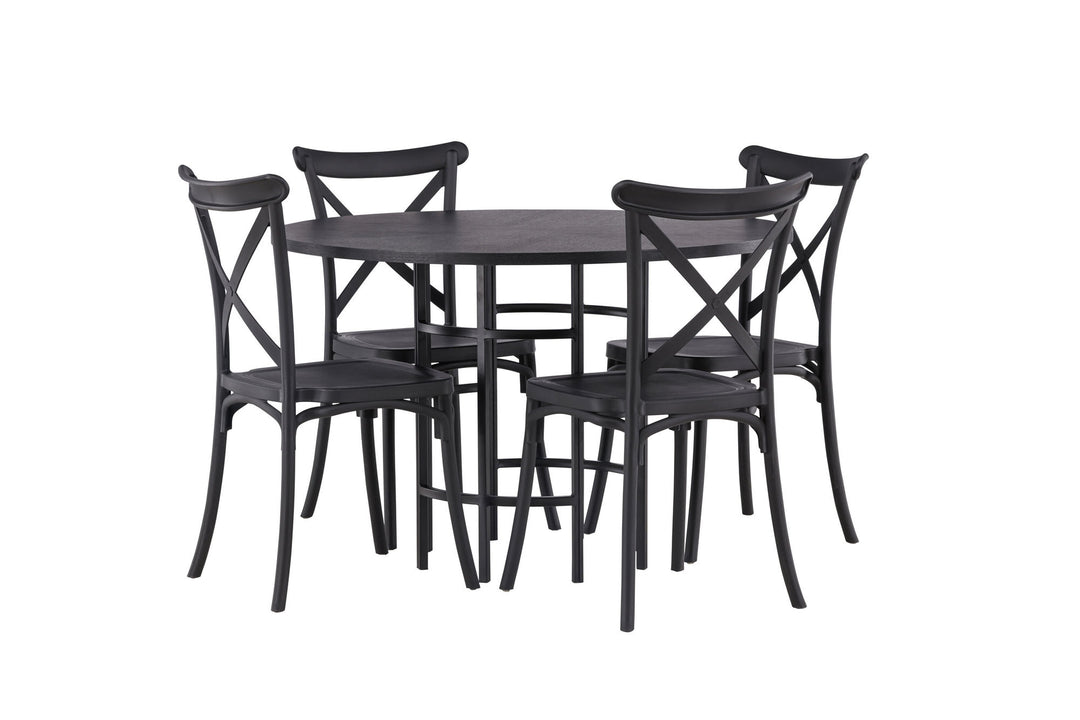 Venture Home Copenhagen Dining Table - Black / Black Veneer +Crosett Dining Chair - Matte Black / Matte Black Plastic _4