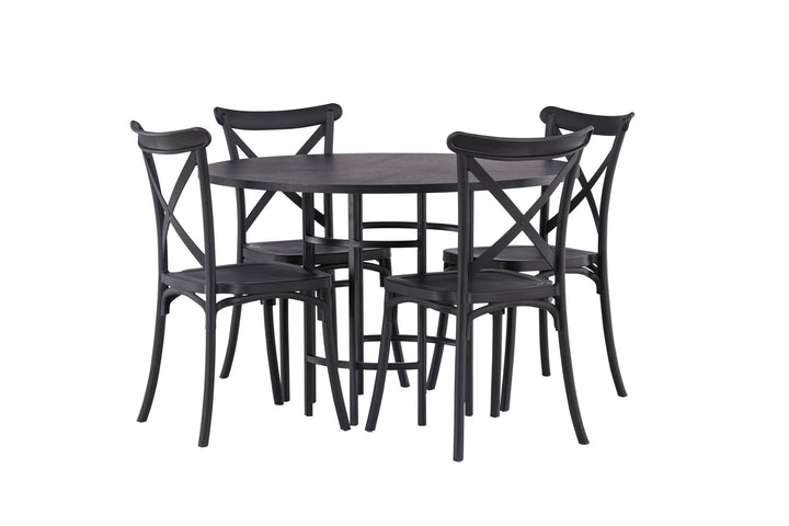 Venture Home Copenhagen Dining Table - Black / Black Veneer +Crosett Dining Chair - Matte Black / Matte Black Plastic _4