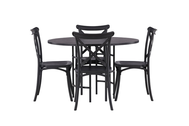Venture Home Copenhagen Dining Table - Black / Black Veneer +Crosett Dining Chair - Matte Black / Matte Black Plastic _4