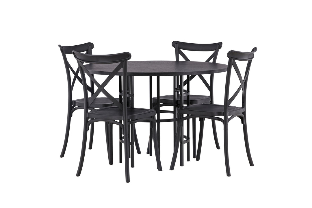 Venture Home Copenhagen Dining Table - Black / Black Veneer +Crosett Dining Chair - Matte Black / Matte Black Plastic _4
