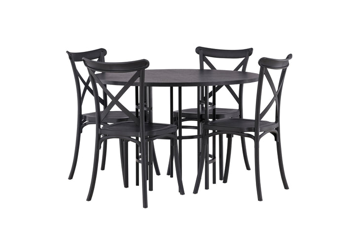 Venture Home Copenhagen Dining Table - Black / Black Veneer +Crosett Dining Chair - Matte Black / Matte Black Plastic _4
