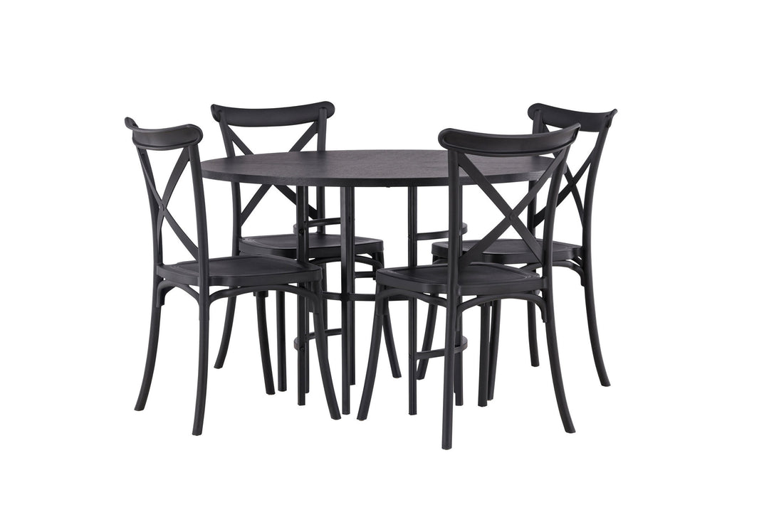 Venture Home Copenhagen Dining Table - Black / Black Veneer +Crosett Dining Chair - Matte Black / Matte Black Plastic _4