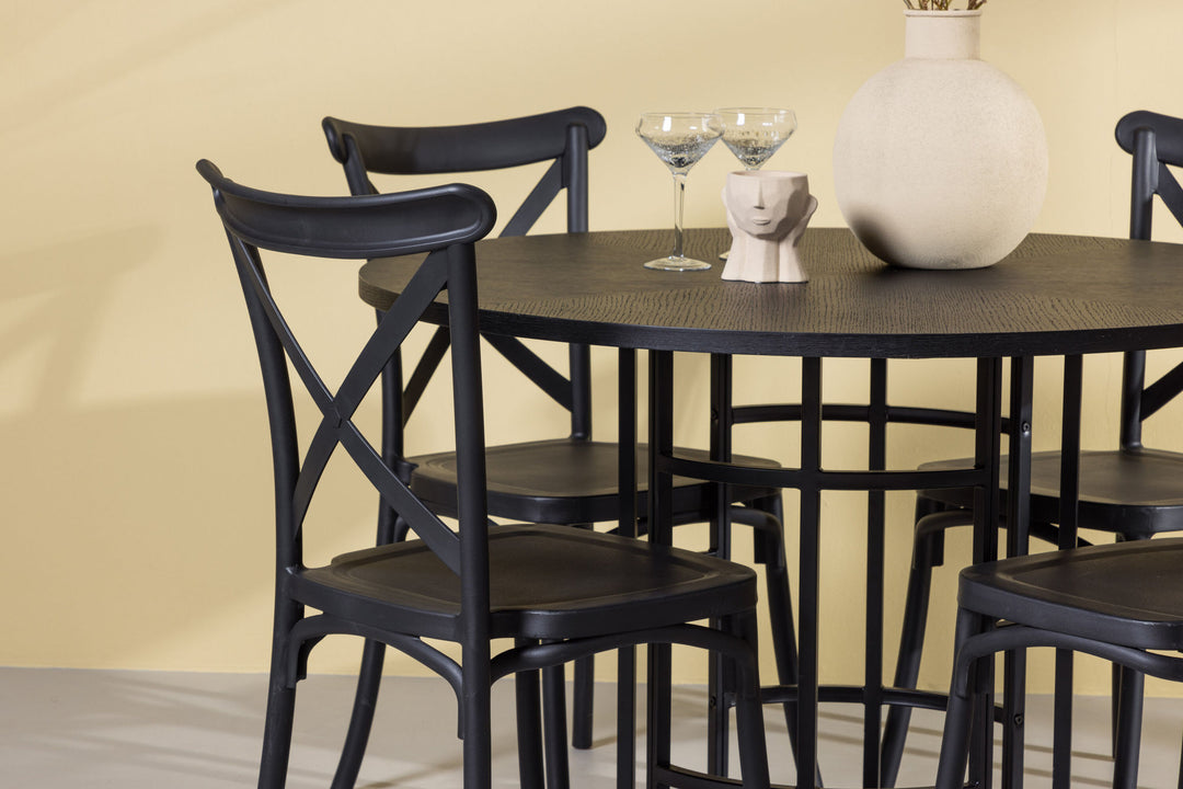 Venture Home Copenhagen Dining Table - Black / Black Veneer +Crosett Dining Chair - Matte Black / Matte Black Plastic _4