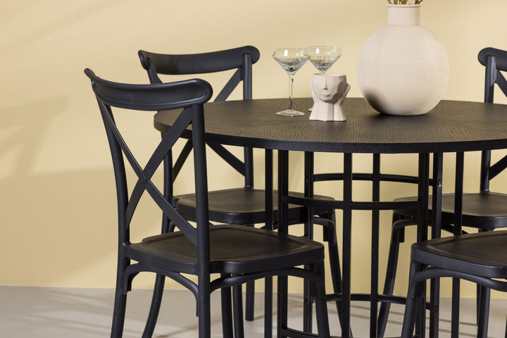 Venture Home Copenhagen Dining Table - Black / Black Veneer +Crosett Dining Chair - Matte Black / Matte Black Plastic _4