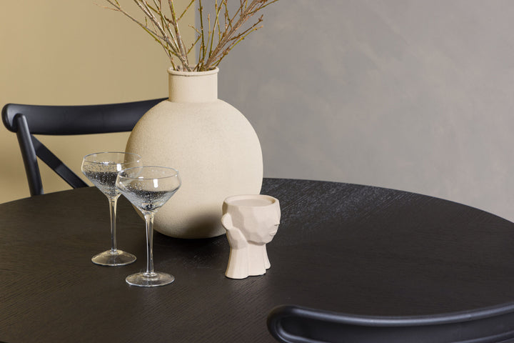 Venture Home Copenhagen Dining Table - Black / Black Veneer +Crosett Dining Chair - Matte Black / Matte Black Plastic _4