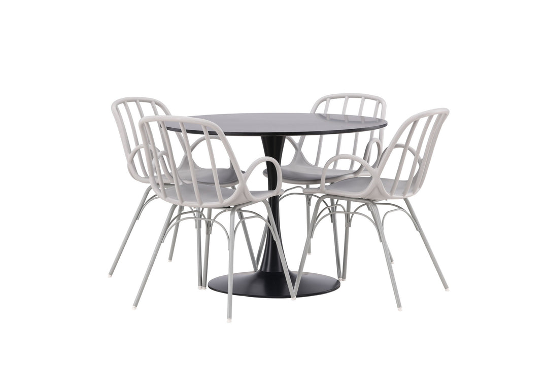 Venture Home Glade Dining Table - Black / Black MDF +Dyrön Dining Chair - Greige Polypropylene _4