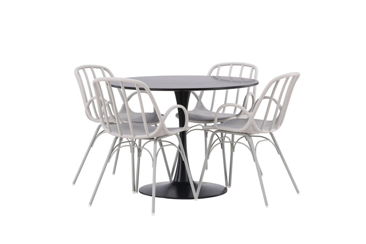 Venture Home Glade Dining Table - Black / Black MDF +Dyrön Dining Chair - Greige Polypropylene _4