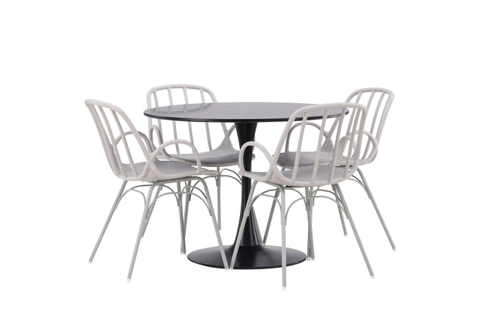 Venture Home Glade Dining Table - Black / Black MDF +Dyrön Dining Chair - Greige Polypropylene _4
