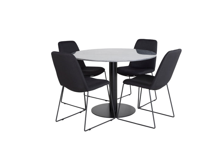Venture Home Estelle Round Dining Table ø106 H75 - Black / Black+Muce Dining Chair - Black Legs - Black Fabric_4