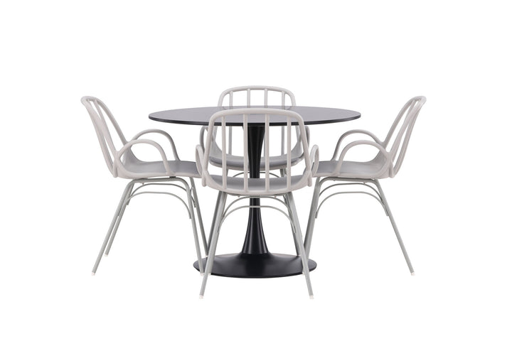 Venture Home Glade Dining Table - Black / Black MDF +Dyrön Dining Chair - Greige Polypropylene _4