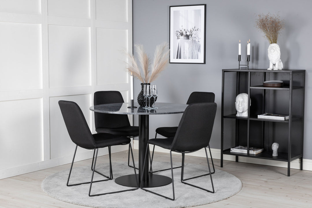 Venture Home Estelle Round Dining Table ø106 H75 - Black / Black+Muce Dining Chair - Black Legs - Black Fabric_4