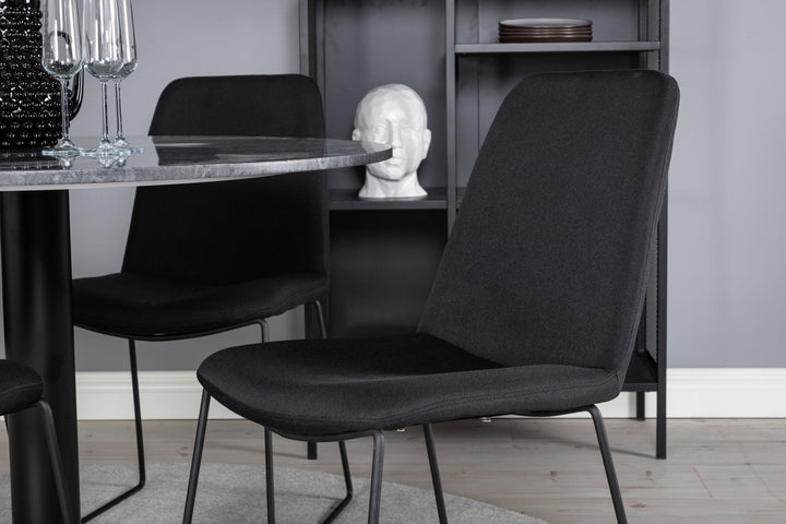 Venture Home Estelle Round Dining Table ø106 H75 - Black / Black+Muce Dining Chair - Black Legs - Black Fabric_4