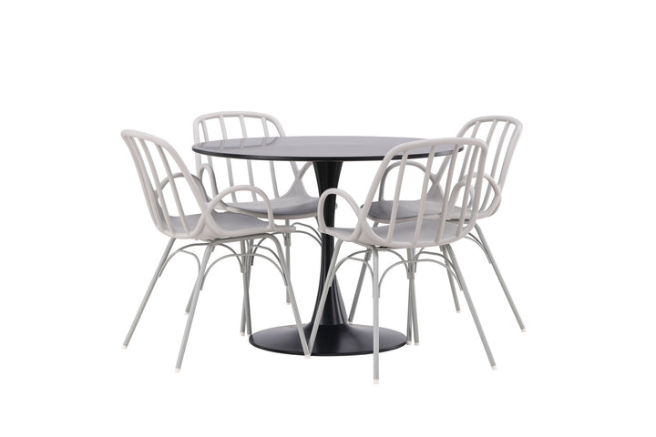 Venture Home Glade Dining Table - Black / Black MDF +Dyrön Dining Chair - Greige Polypropylene _4