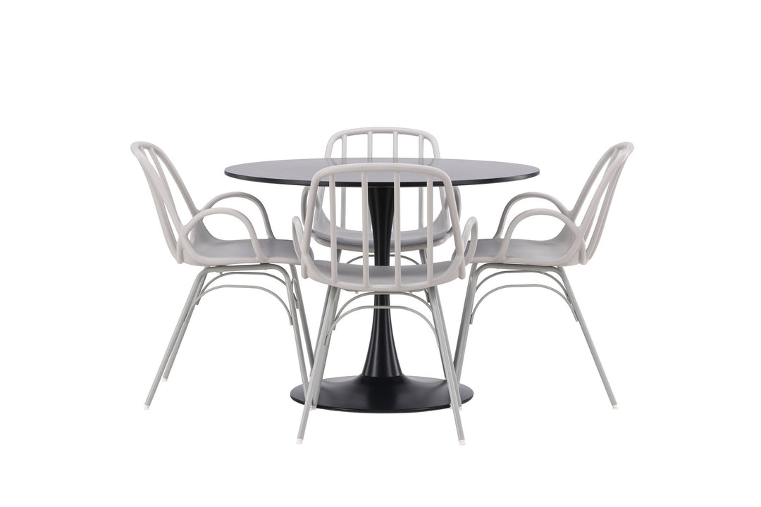 Venture Home Glade Dining Table - Black / Black MDF +Dyrön Dining Chair - Greige Polypropylene _4